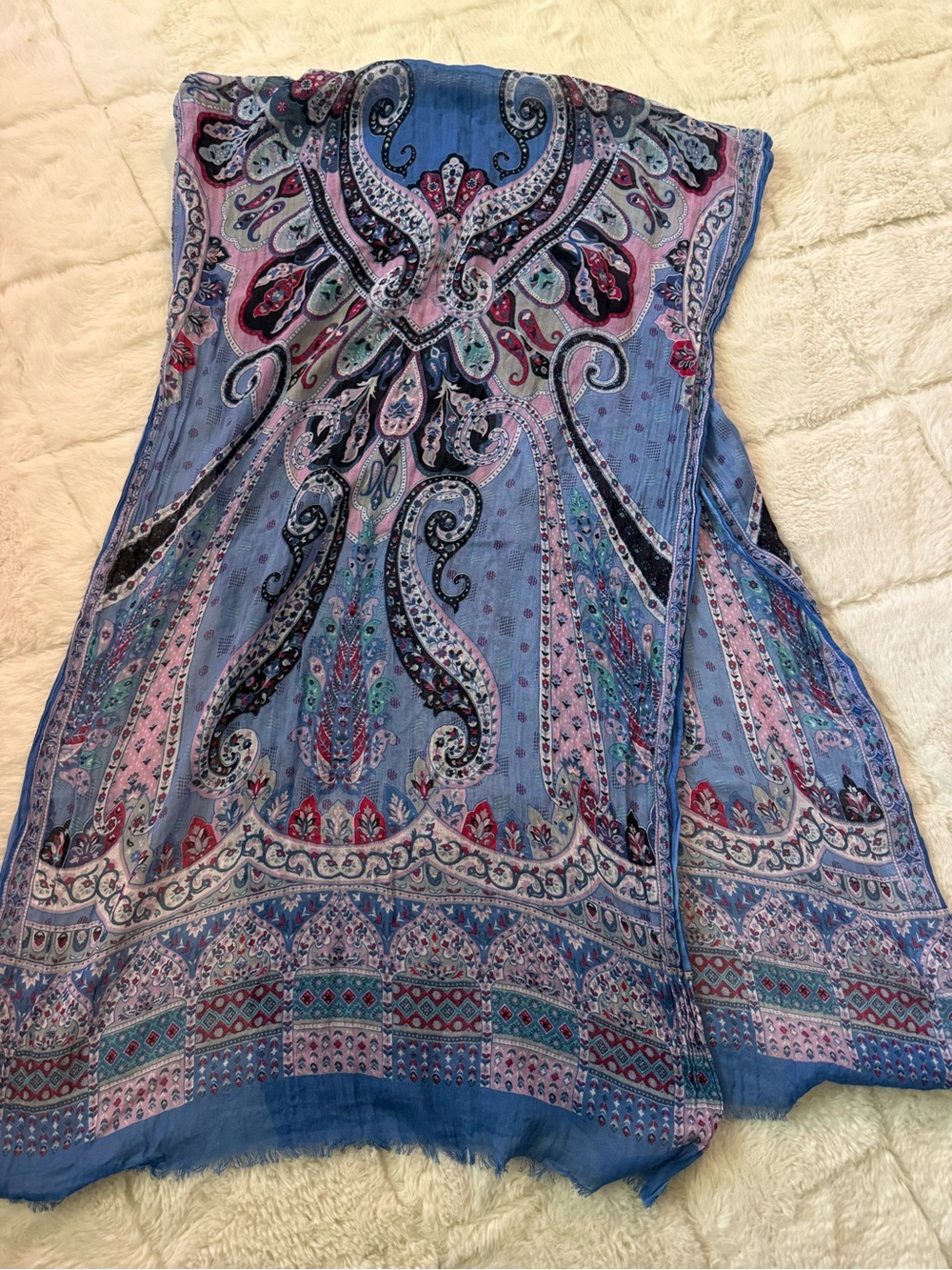 J. Jill Blue & Pink Paisley Print Wrap Scarf